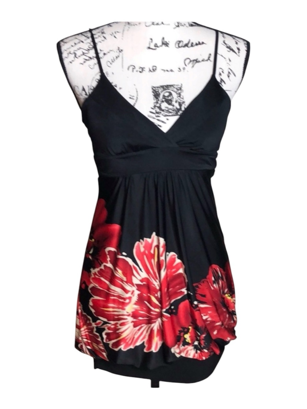 Black Floral Sleeveless Tank Blouse Size S